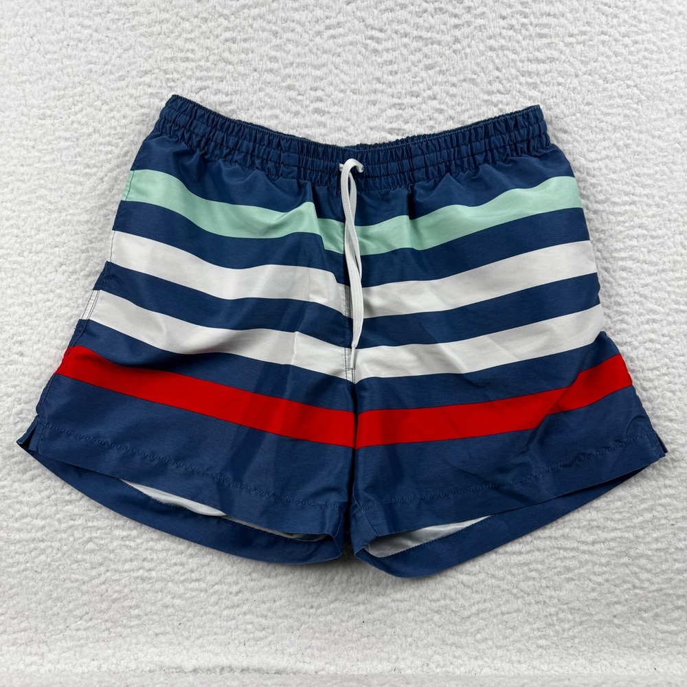 Chubbies Swim Trunks Shorts Mens Large Blue Striped Lined Mid Rise Drawstring